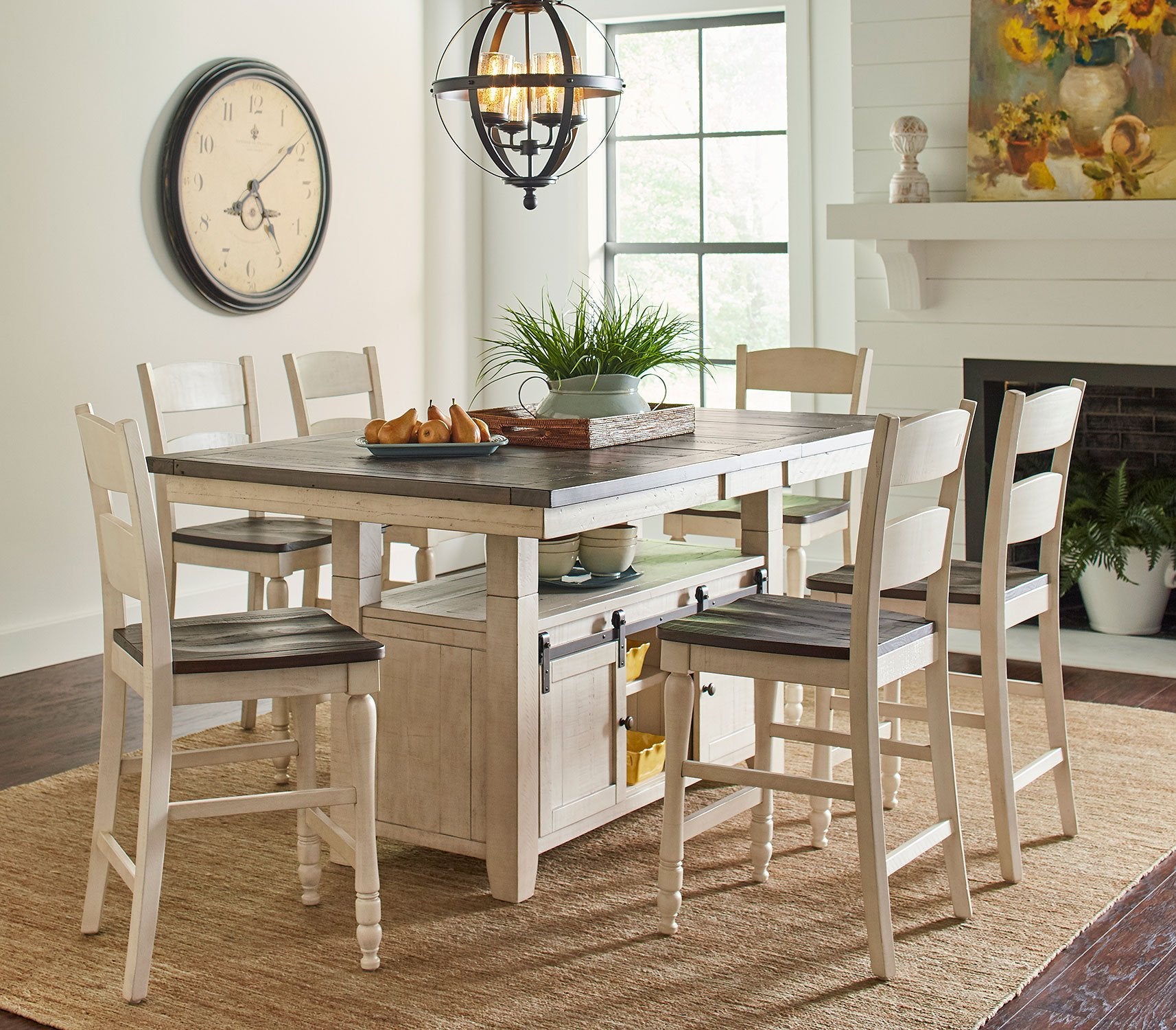 Madison County Adjustable Height Dining Room Set (Vintage White)