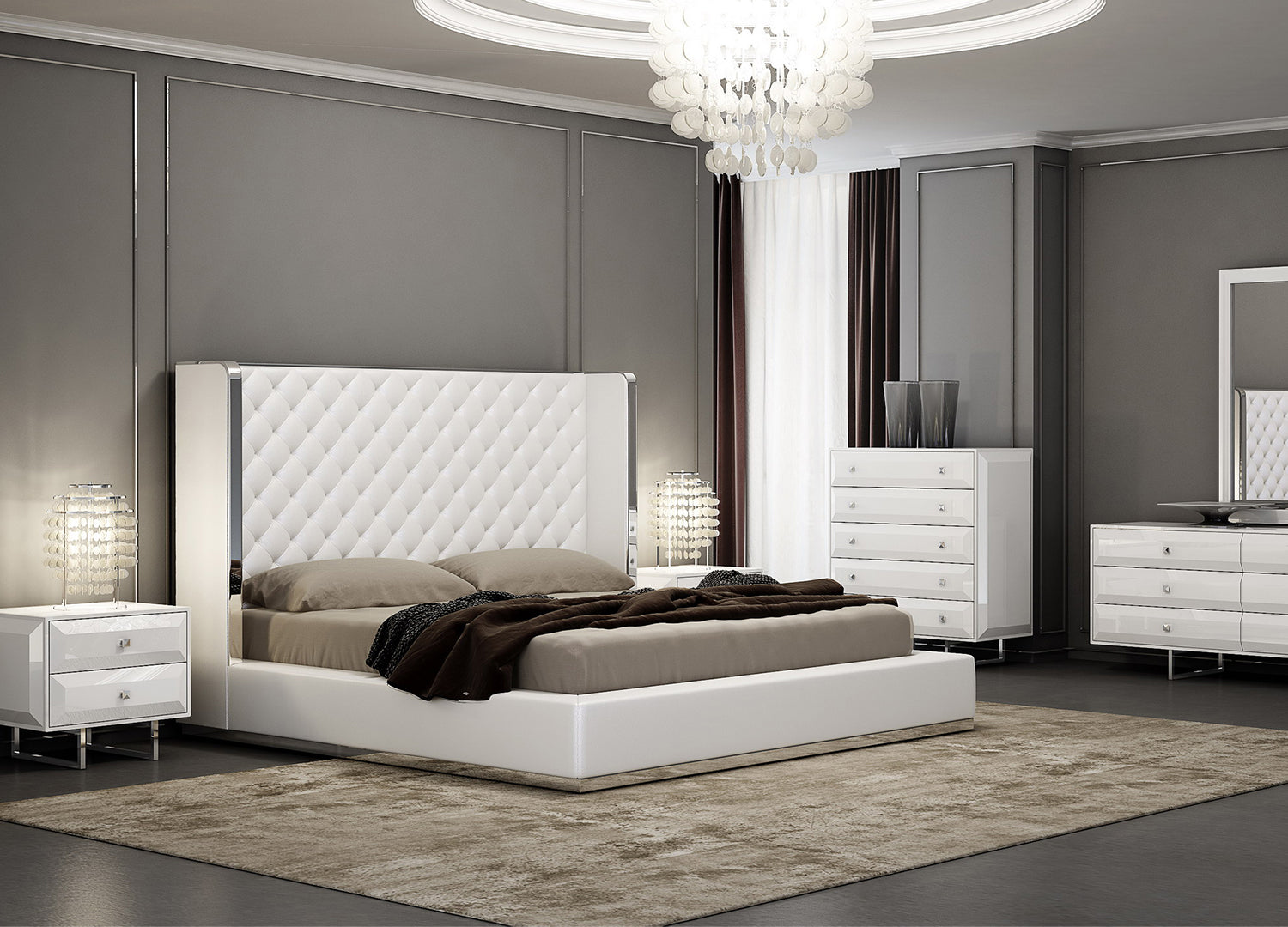 Abbraccio Black or White Contemporary Bed