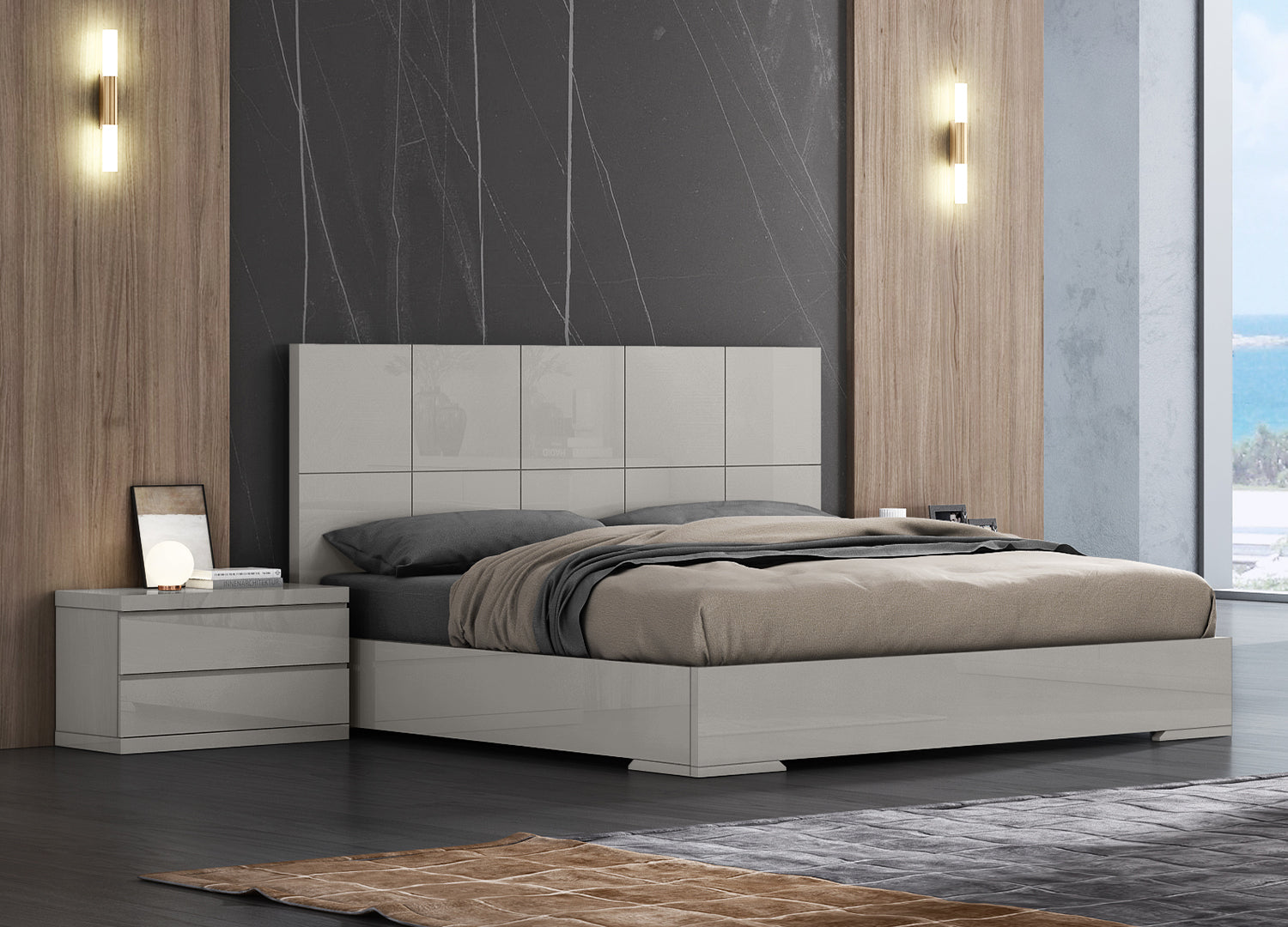 Ambrossi Light Gray Contemporary Beds