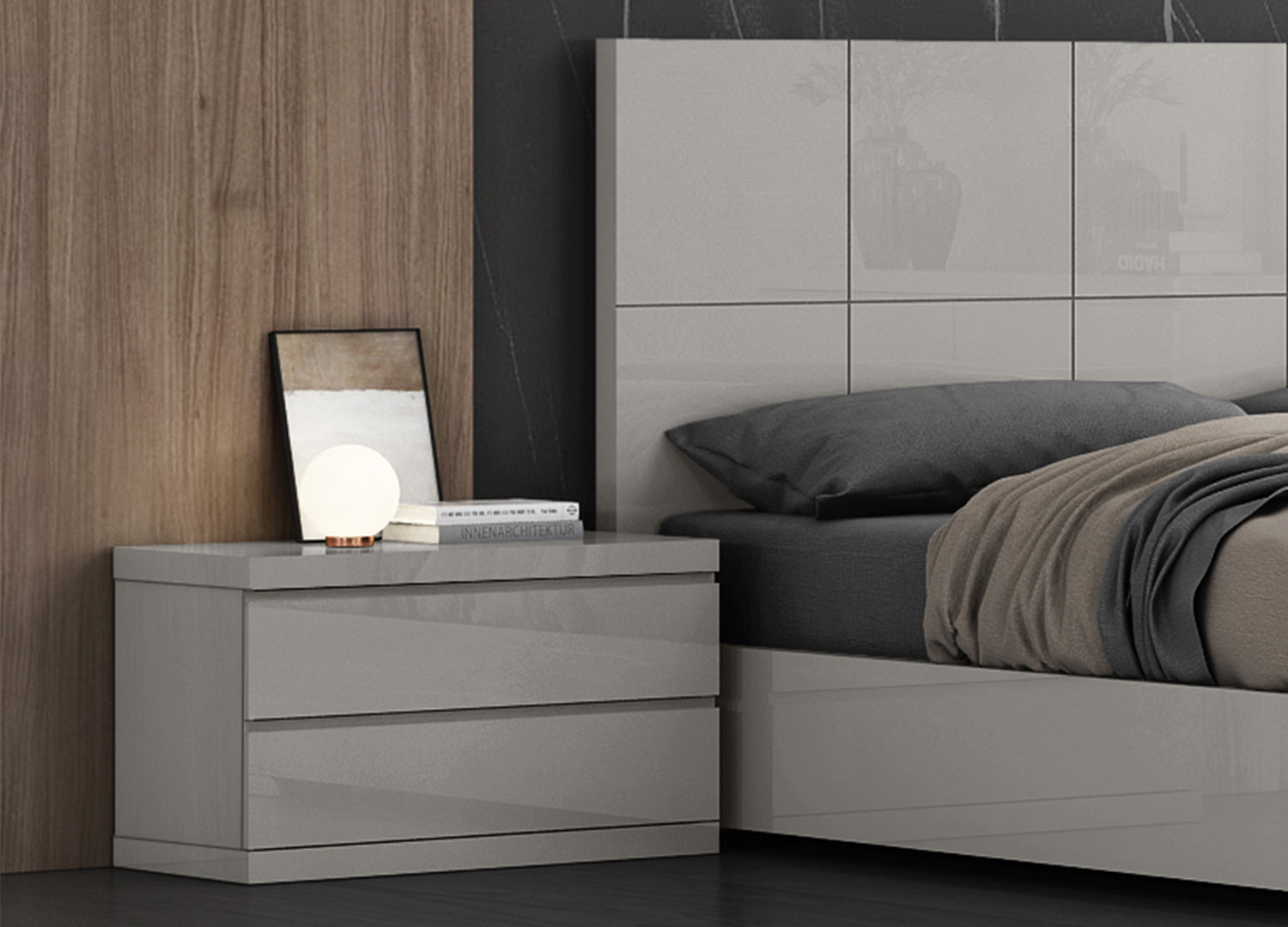 Ambrossi Light Gray Large Modern Nightstands