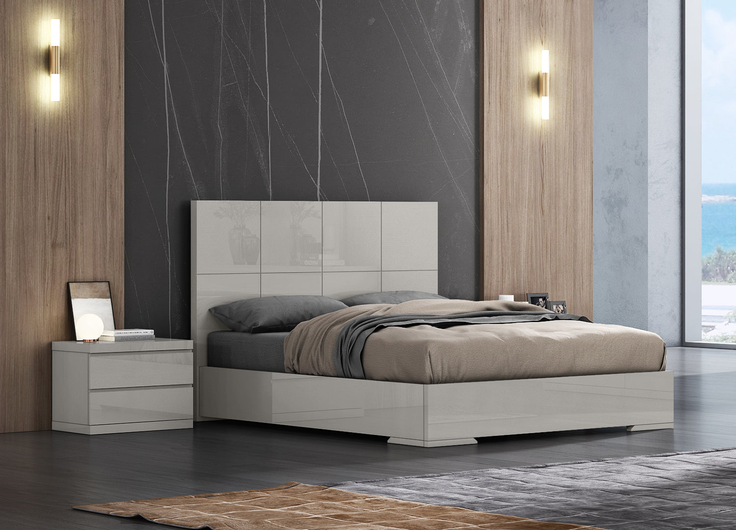 Ambrossi Light Gray Contemporary Beds