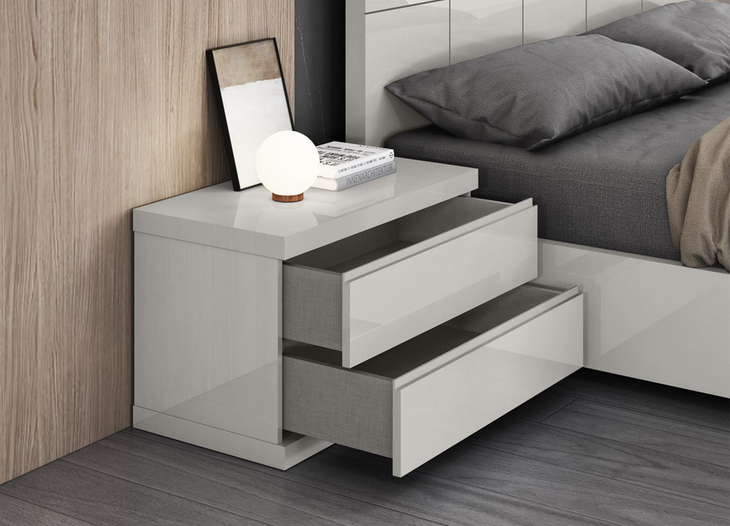 Ambrossi Light Gray Small Modern Bedroom Nightstands