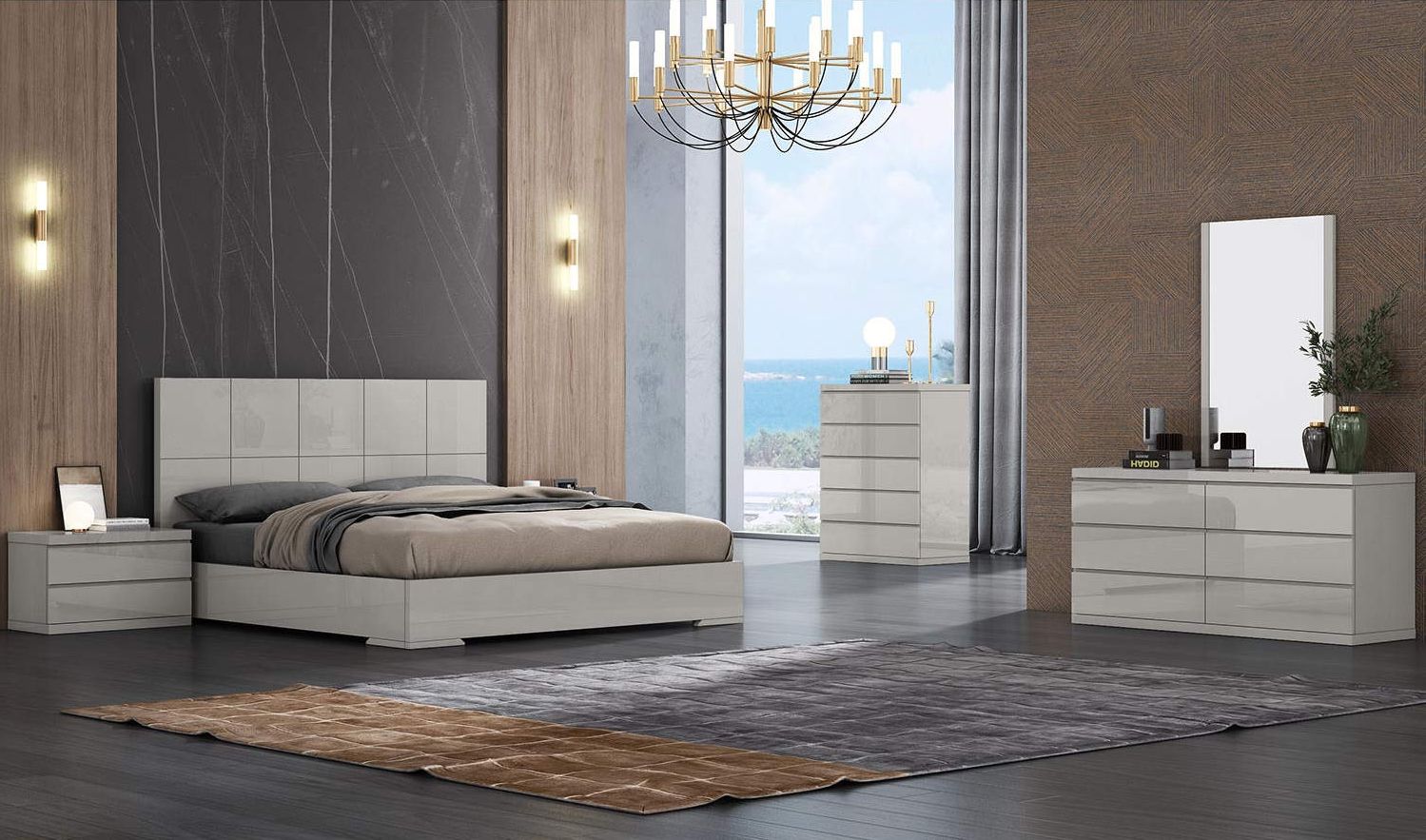 Ambrossi Light Gray Modern Bedroom Sets