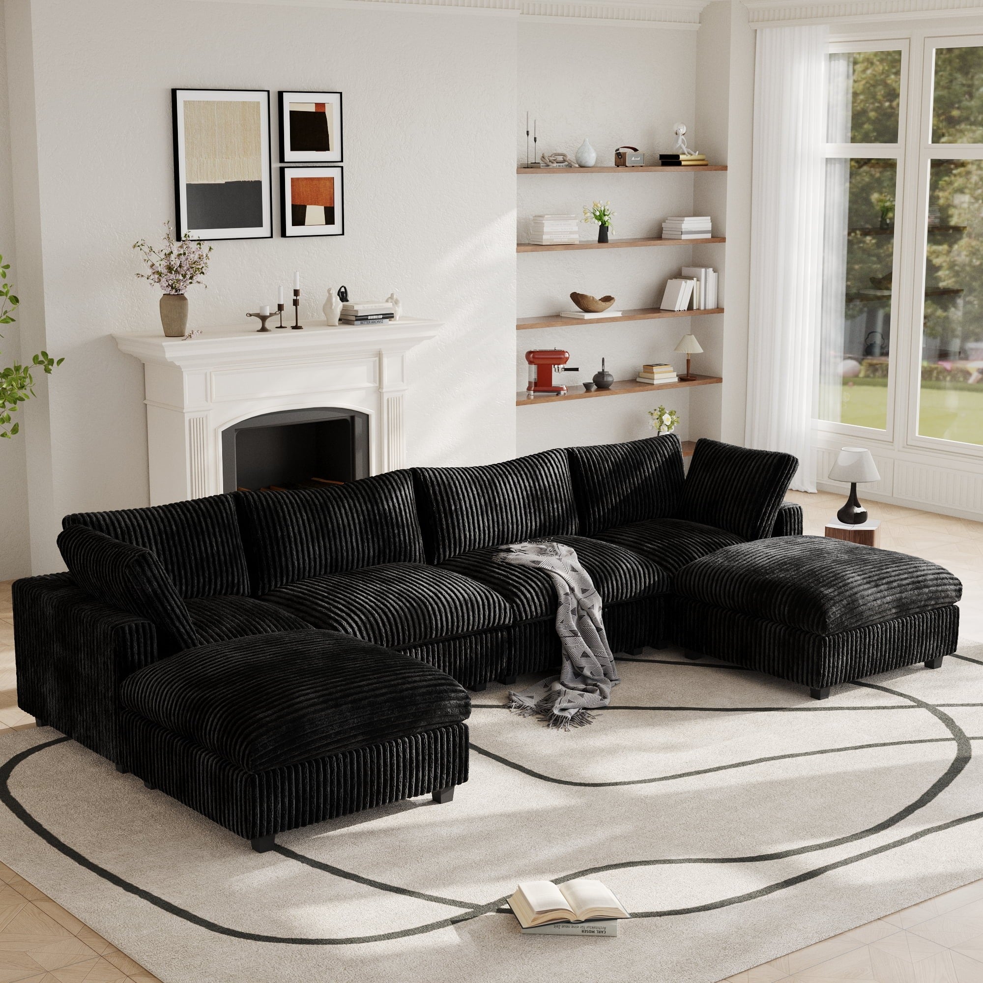 Modular L-Shape Sectional Sofa with Storage Seats