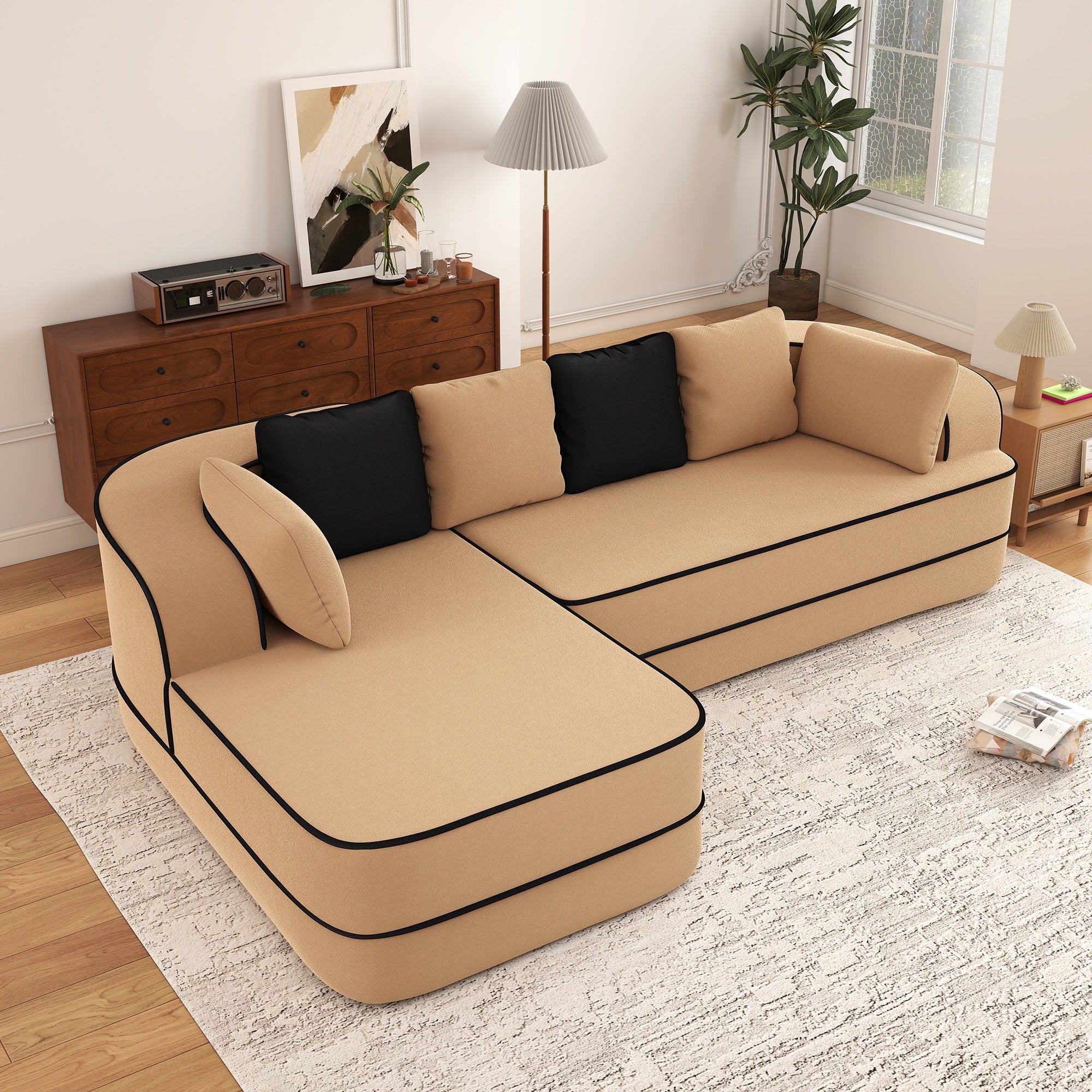 Modular L-Shape Sectional Sofa with Storage Seats