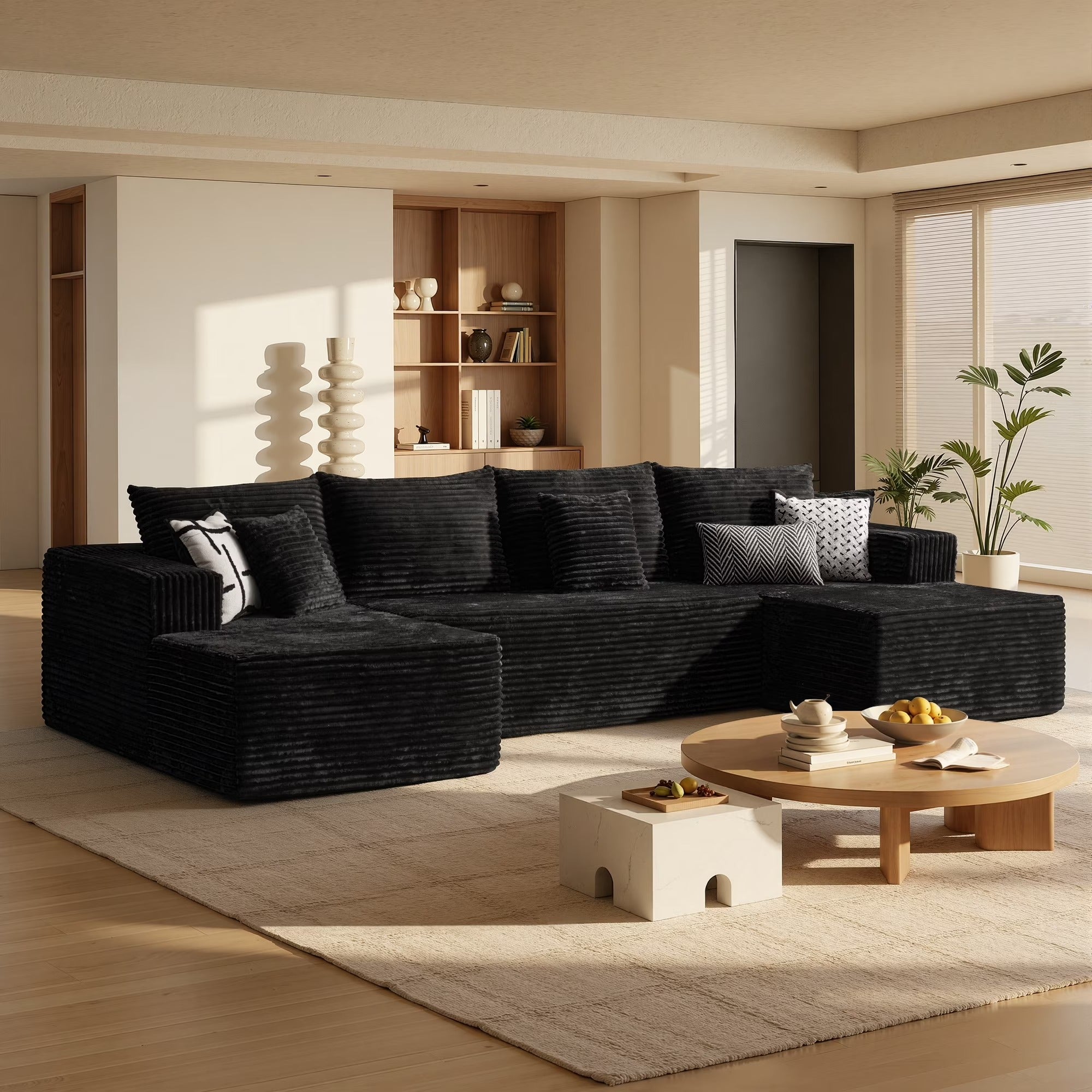 Modular L-Shape Sectional Sofa with Storage Seats